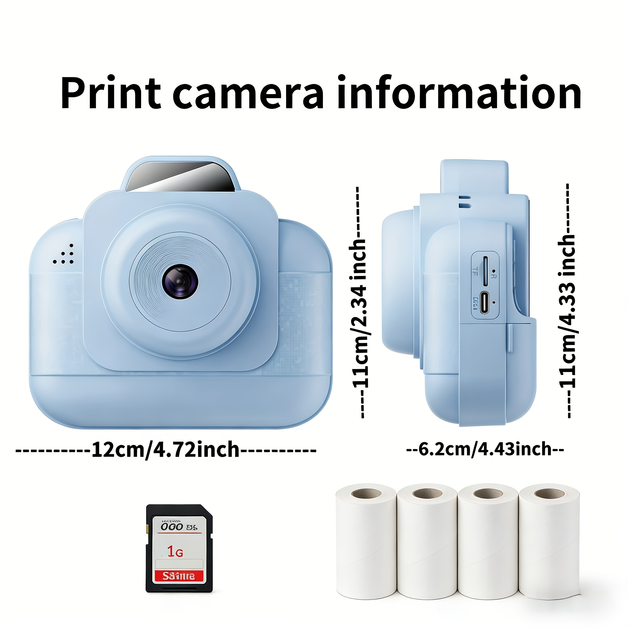 Printer Paper - Portable photo printer (blue) with rechargeable